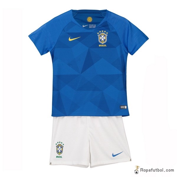 Camiseta Brasil Replica Segunda Ropa Niños 2018 Azul